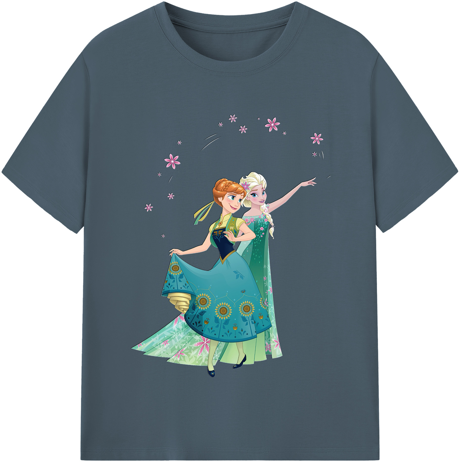 （画像用） アナと雪の女王 アンナ エルサ Frozen Anna Elsa 綿100％半袖Tシャツ（フロントプリント）
